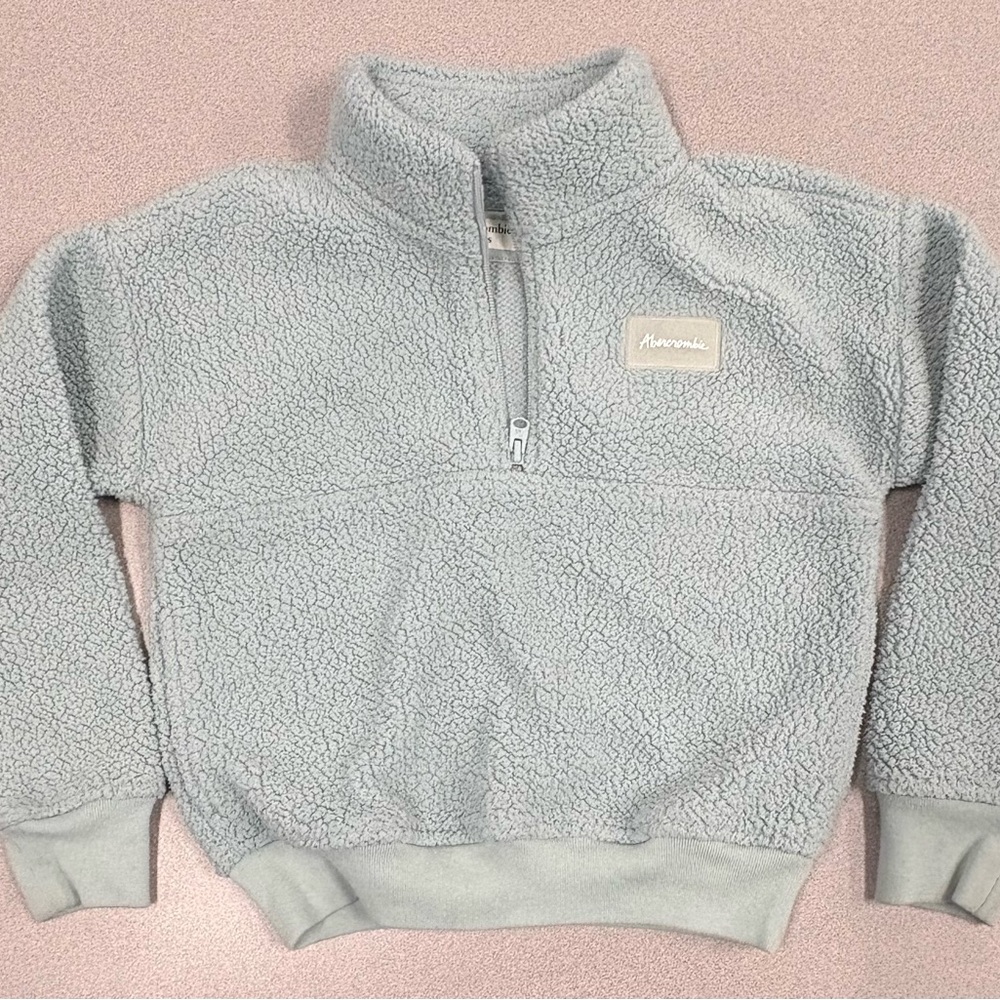 Abercrombie & Fitch Kids Light Green Sherpa Half-Zip Pullover